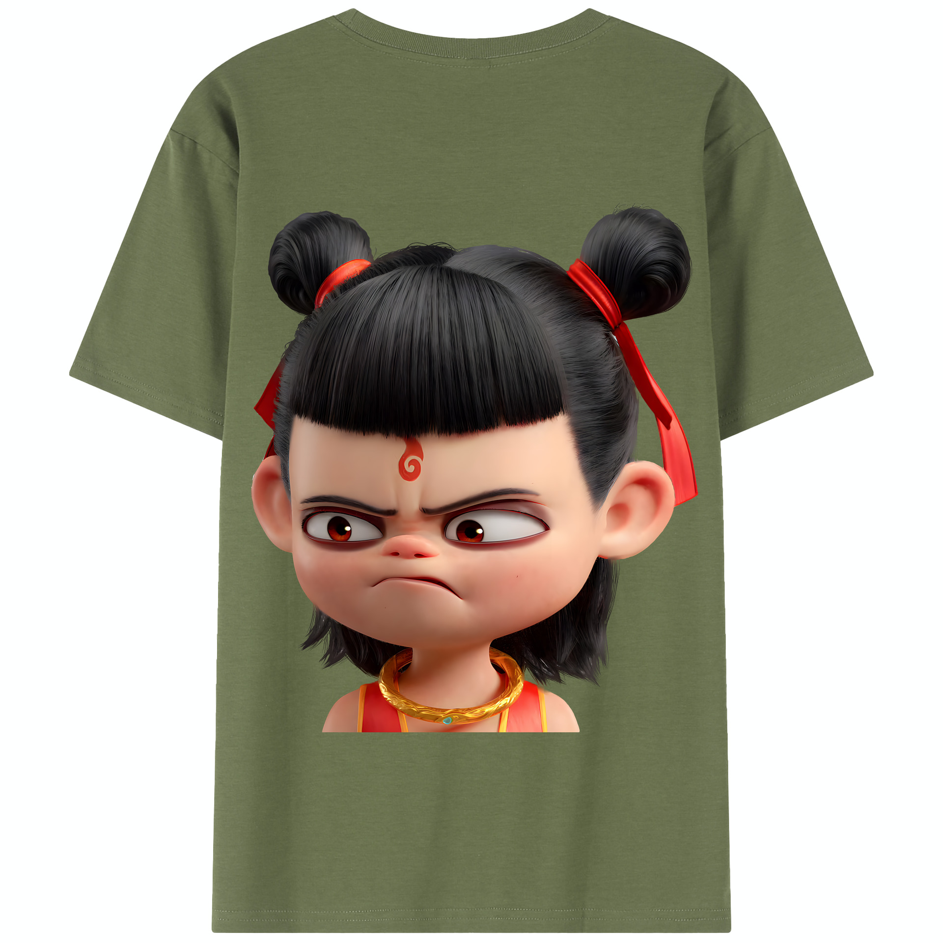 （画像用） Ne Zha 2 ナタ 魔童の大暴れ 綿100％半袖Tシャツ（背面プリント）